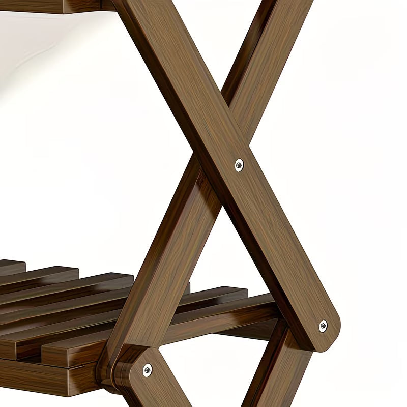 5-Tier X-Frame Wooden Shoe Rack Organizer