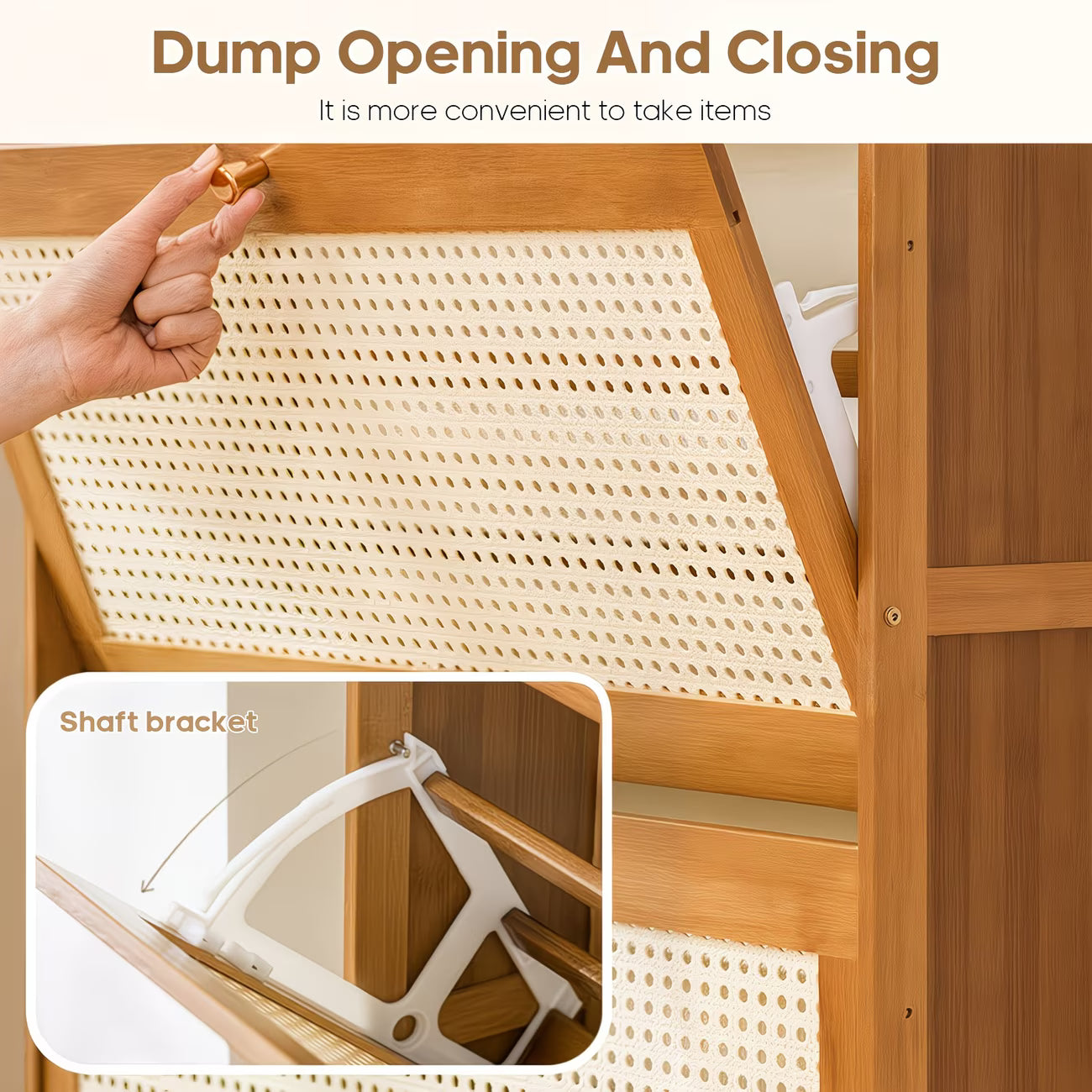 2-Door Rattan Shoe Cabinet with Flip Drawers