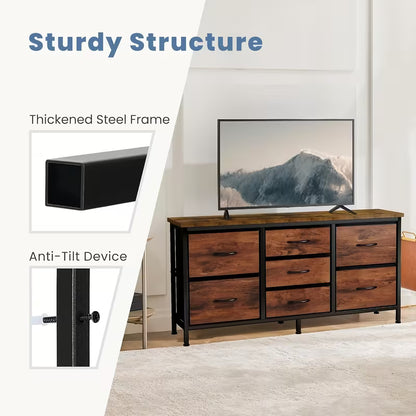 7-Drawer Storage Dresser with Wooden Top