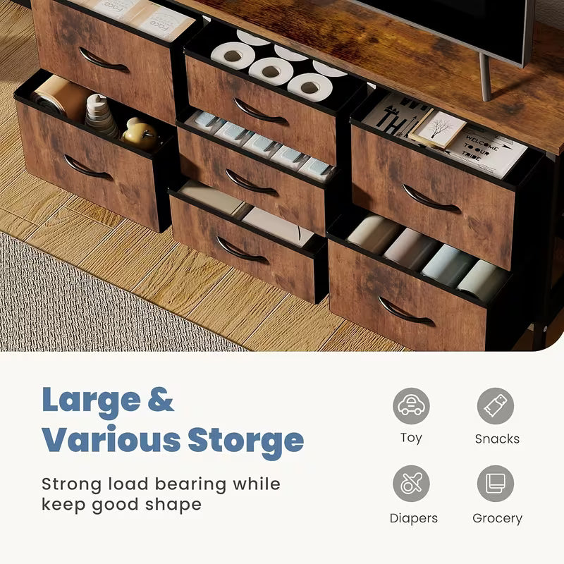 7-Drawer Storage Dresser with Wooden Top