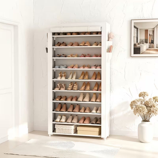 10-Tier Shoe Rack with Dust Cover