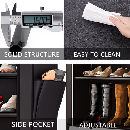 Double 7-Tier Shoe Rack with Roll-Up Dust Covers
